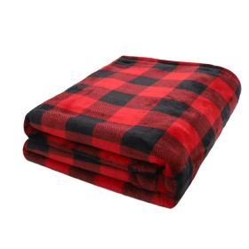 Flannel Double-sided Classic Red And Black Plaid Casual Blanket