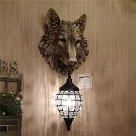 Country Retro Personalized Wall Lamp Bar Cafe Theme Restaurant B & B Inn Resin Decorative Wall Lamp Wolf